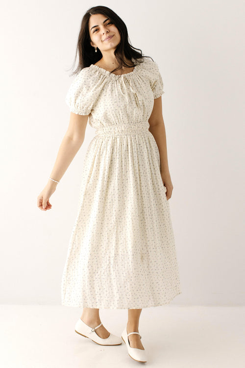 Brighton Ditsy Floral Peasant Midi Dress