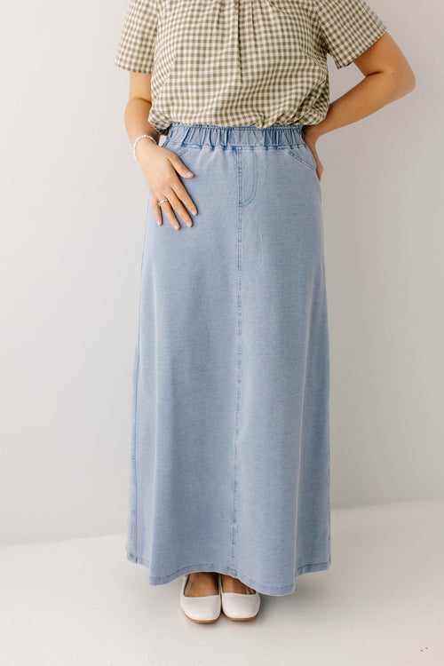 Caroline Long Knit Denim Skirt