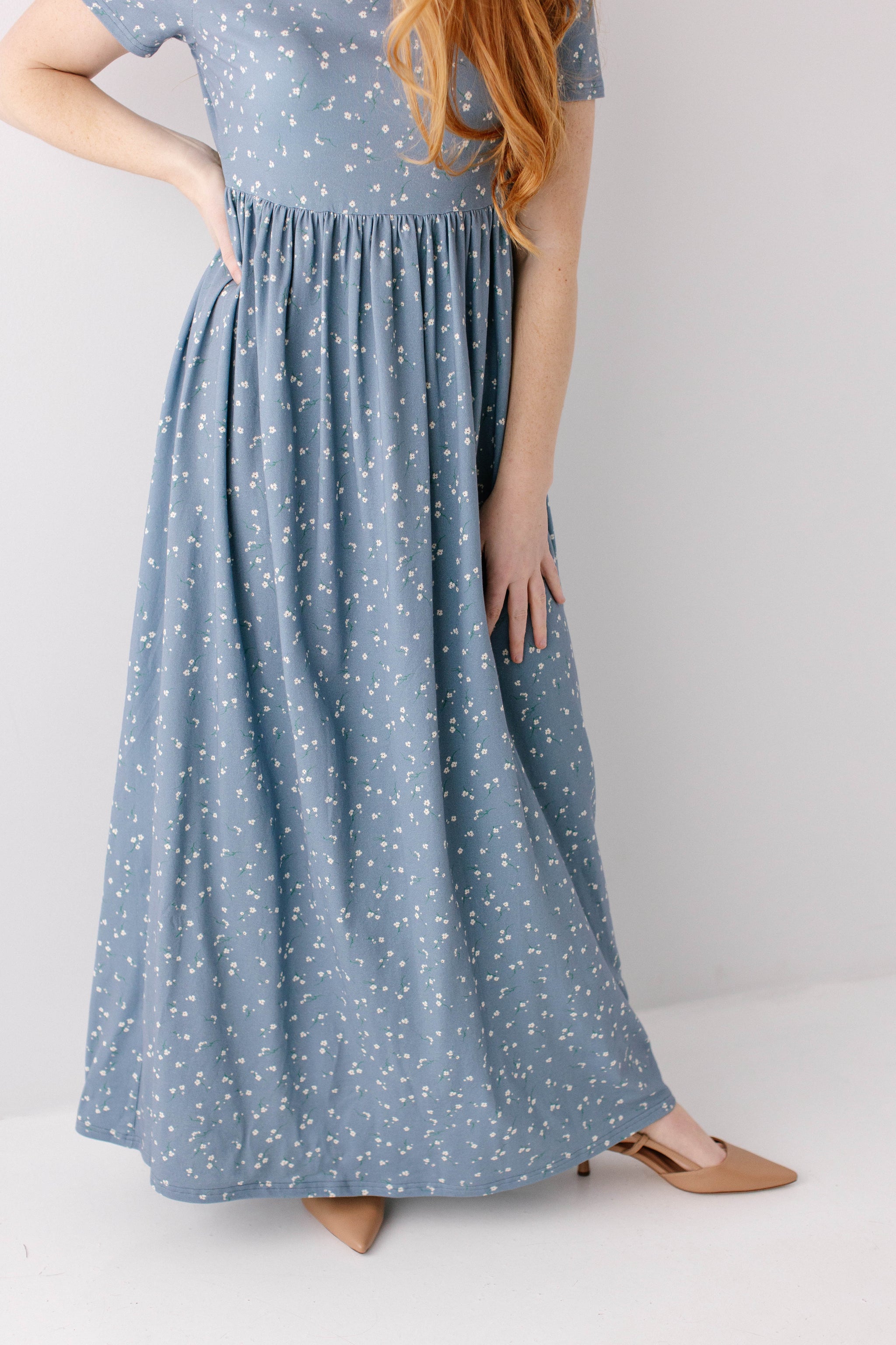 Abigail Ditsy Floral Maxi Dress Dusty Blue / L
