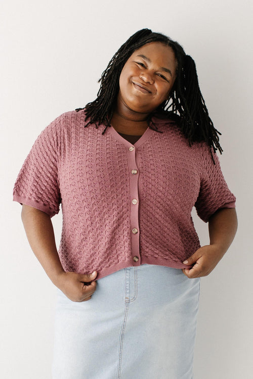 Brittany Crochet Short Sleeve Sweater Top