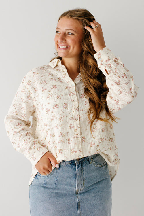 Avril Floral Cotton Button Down Top