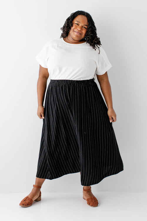 Plus 'Dion' Pinstripe A-Line Midi Skirt