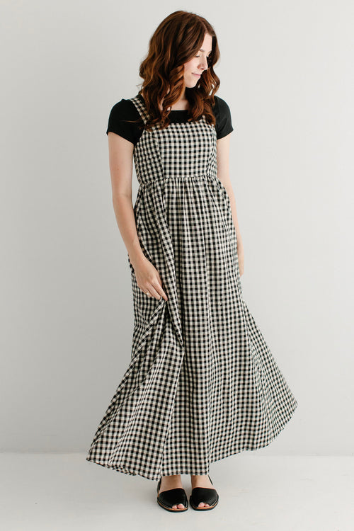 Vermont Checkered Pinafore Maxi Dress
