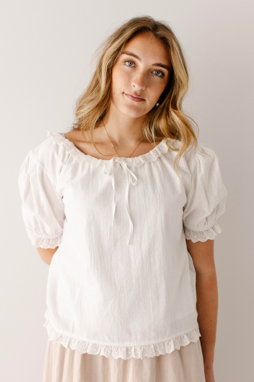 Gretchen Eyelet Trim Peasant Top