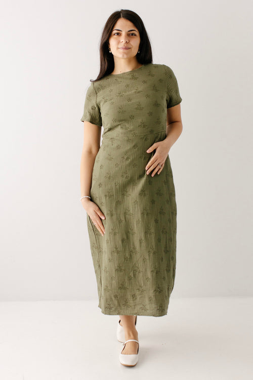 Leanna Embroidered Eyelet Gauze Midi Dress