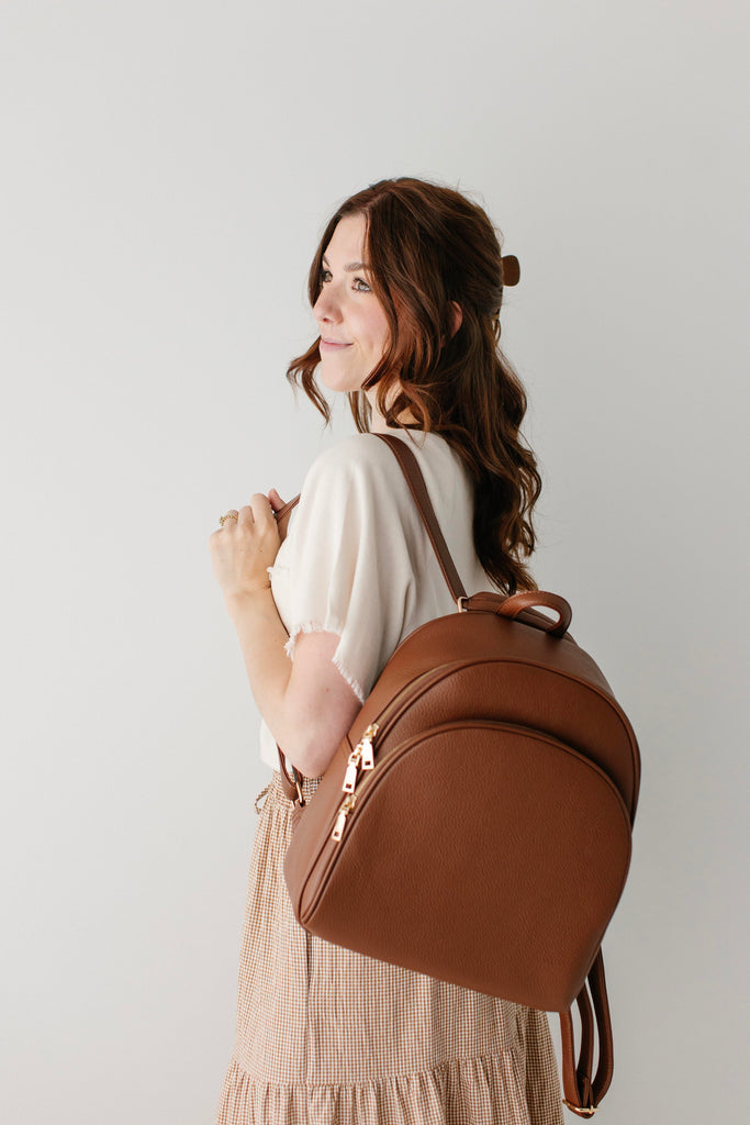 Simone Vegan Convertible Backpack Brown