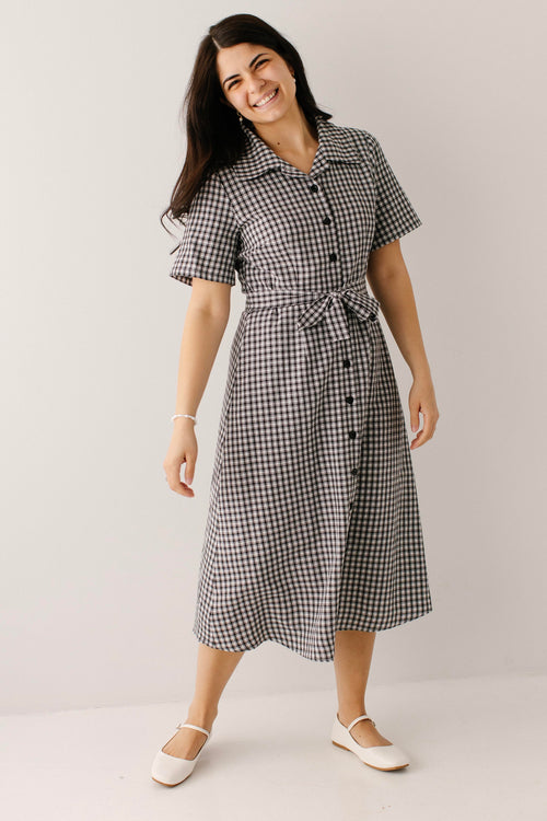 Kristina Plaid Belted Shirtdress