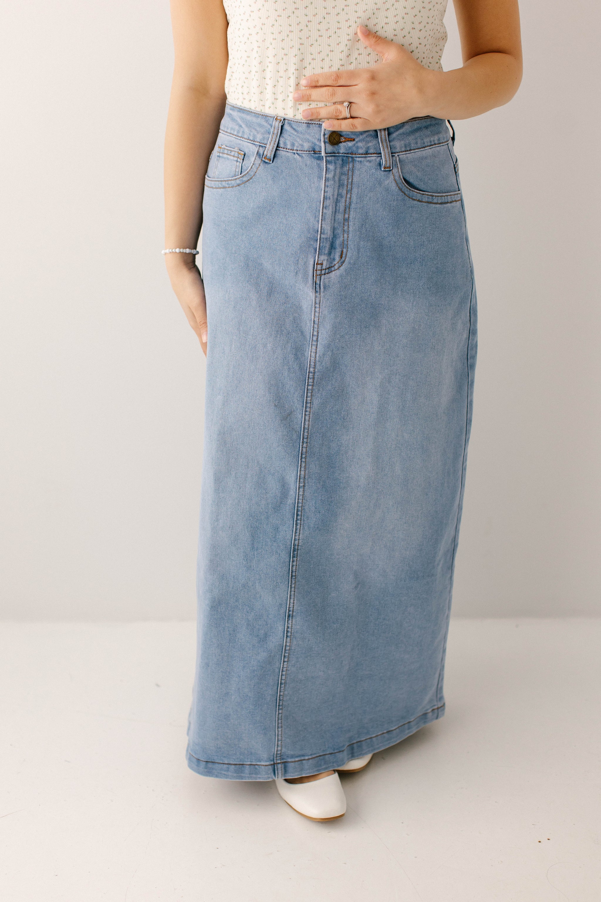Renee A-Line Stretch Denim Maxi Skirt FINAL SALE – The Main Street