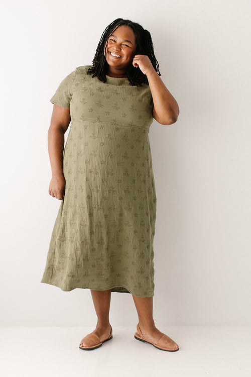 Leanna Embroidered Eyelet Gauze Midi Dress