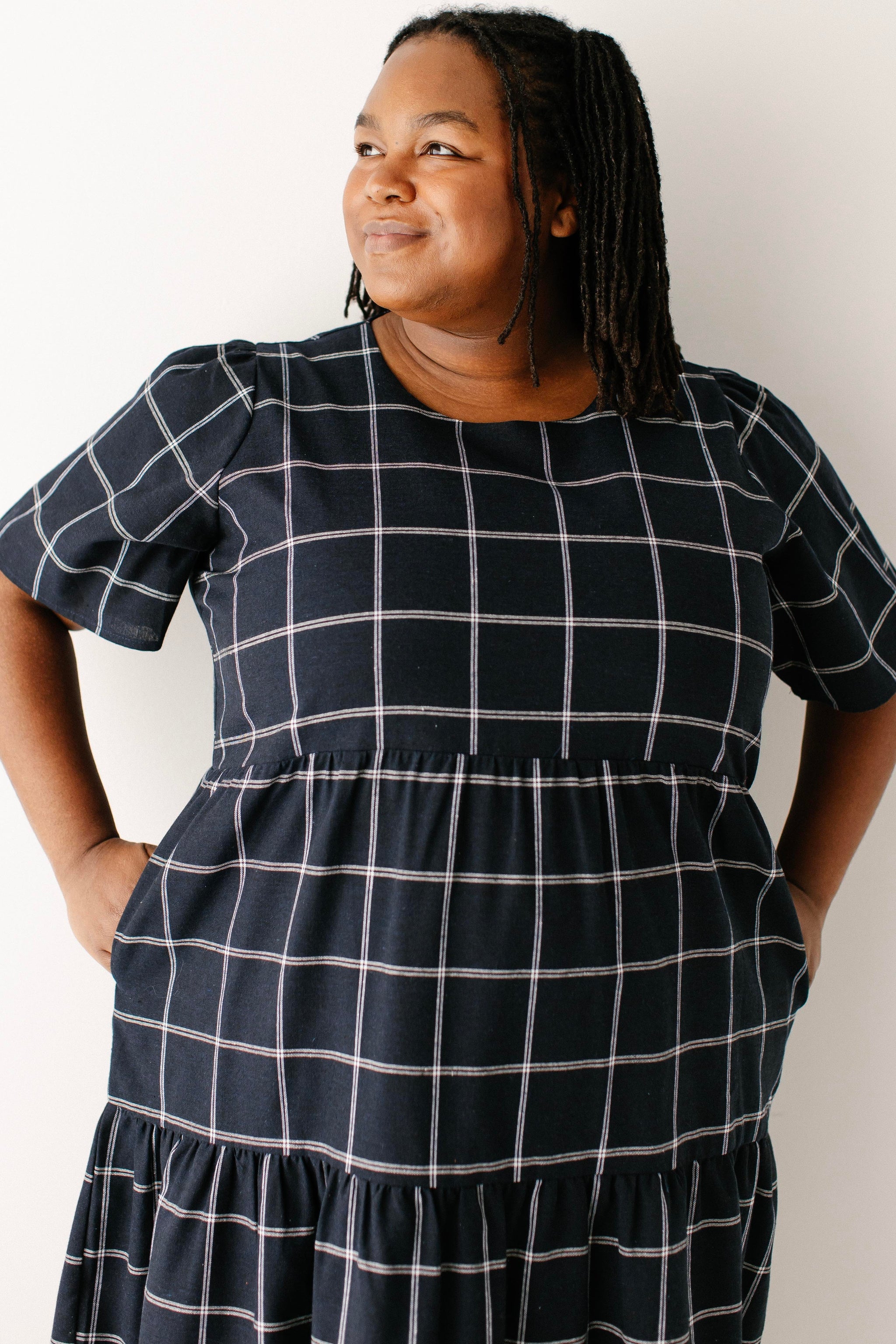 ワンピース Uhr Checkered Tiered Dress 5-6y Melinda Windowpane Tiered Midi Dress – The Main Street Exchange