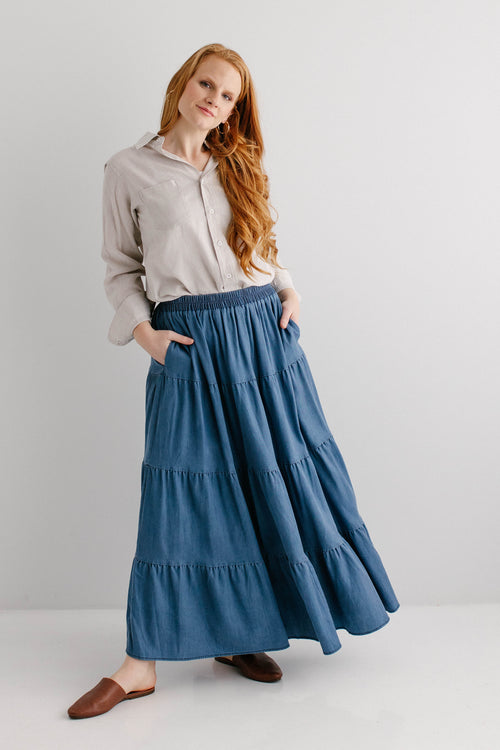 'Addison' Tiered Maxi Skirt