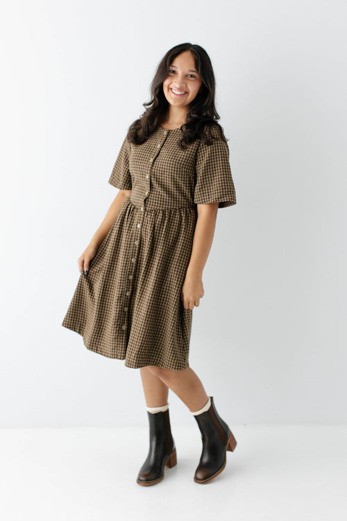 Annie Gingham Button Down Dress