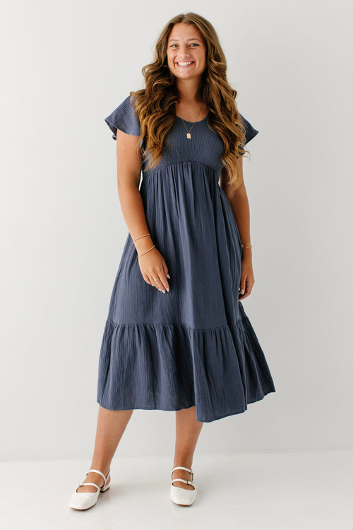Quincy Cotton Gauze Smocked Midi Dress