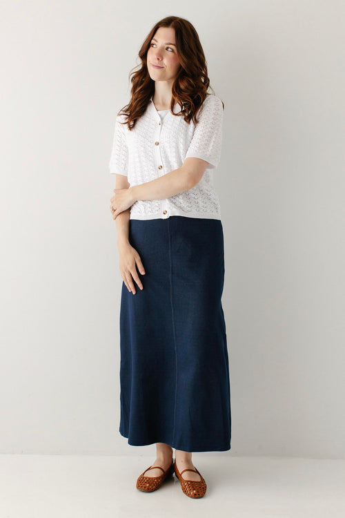 Caroline Long Knit Denim Skirt