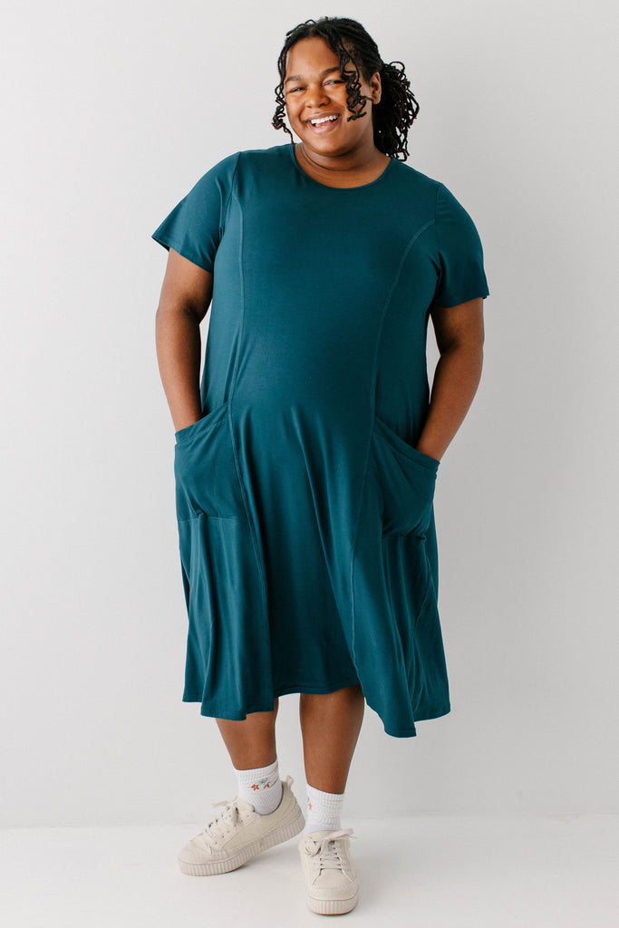 Lexi Athletic Midi Dress FINAL SALE Deep Teal Blue / 3X
