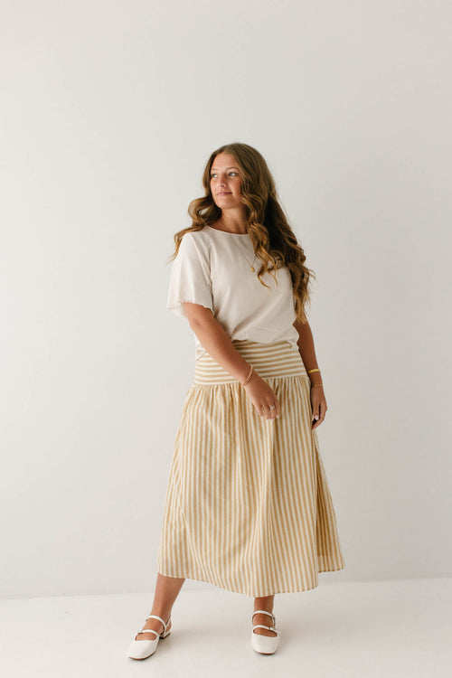 Cairo Drop Waist Striped Midi Skirt