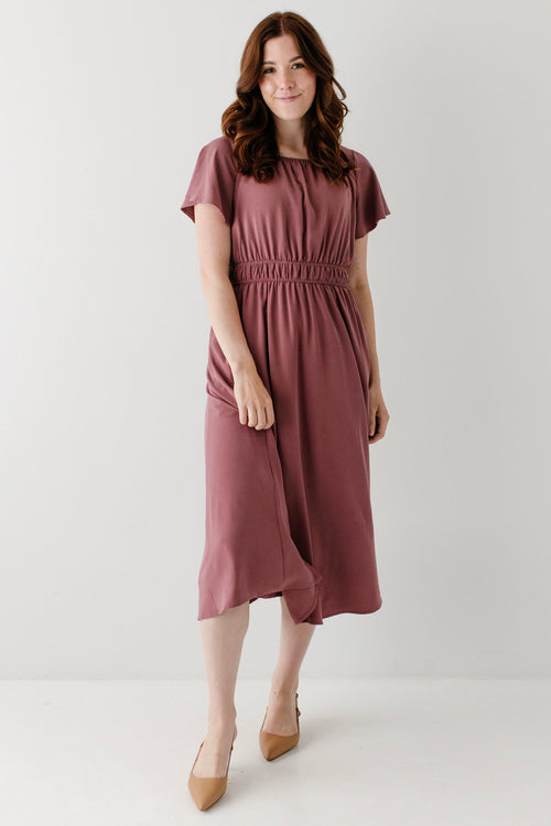 Cynthia Flutter Sleeve Chiffon Midi Dress