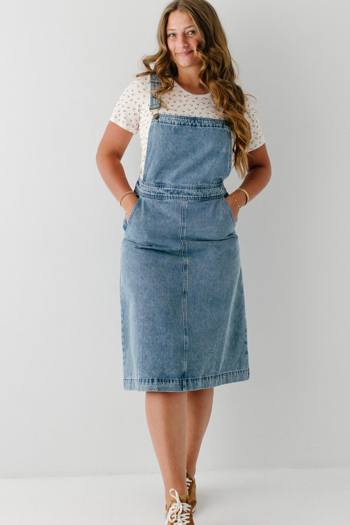 women's overall dress denim Agnes two front side pockets Women's Denim Overall Dress Adjustable
