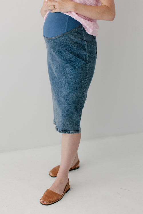 Alena Stretch Denim Maternity Skirt