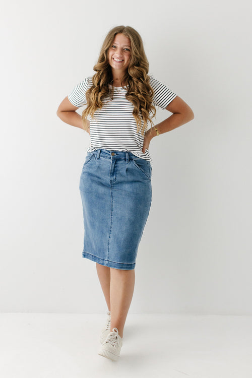 Margo Stretch Denim Midi Skirt