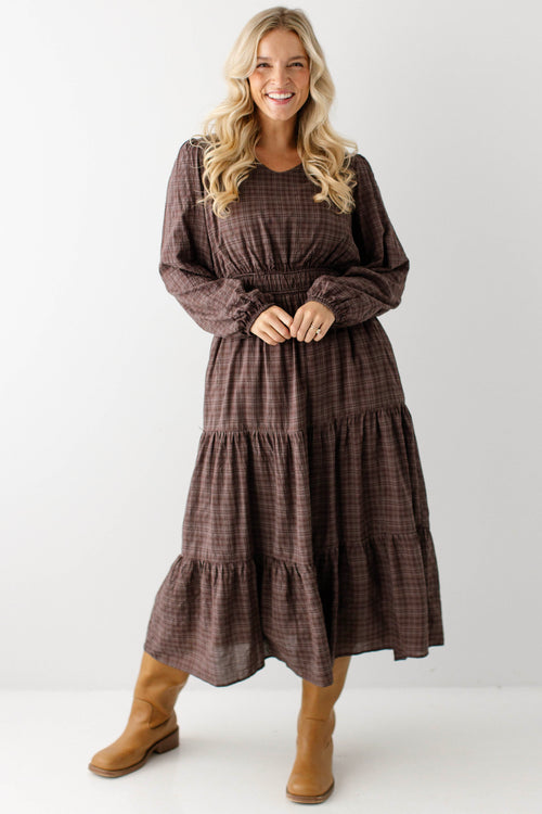 Bronwyn Plaid Tiered Maxi Dress
