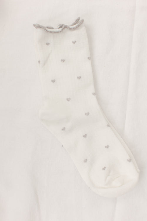 Silver Heart Cotton Blend Socks