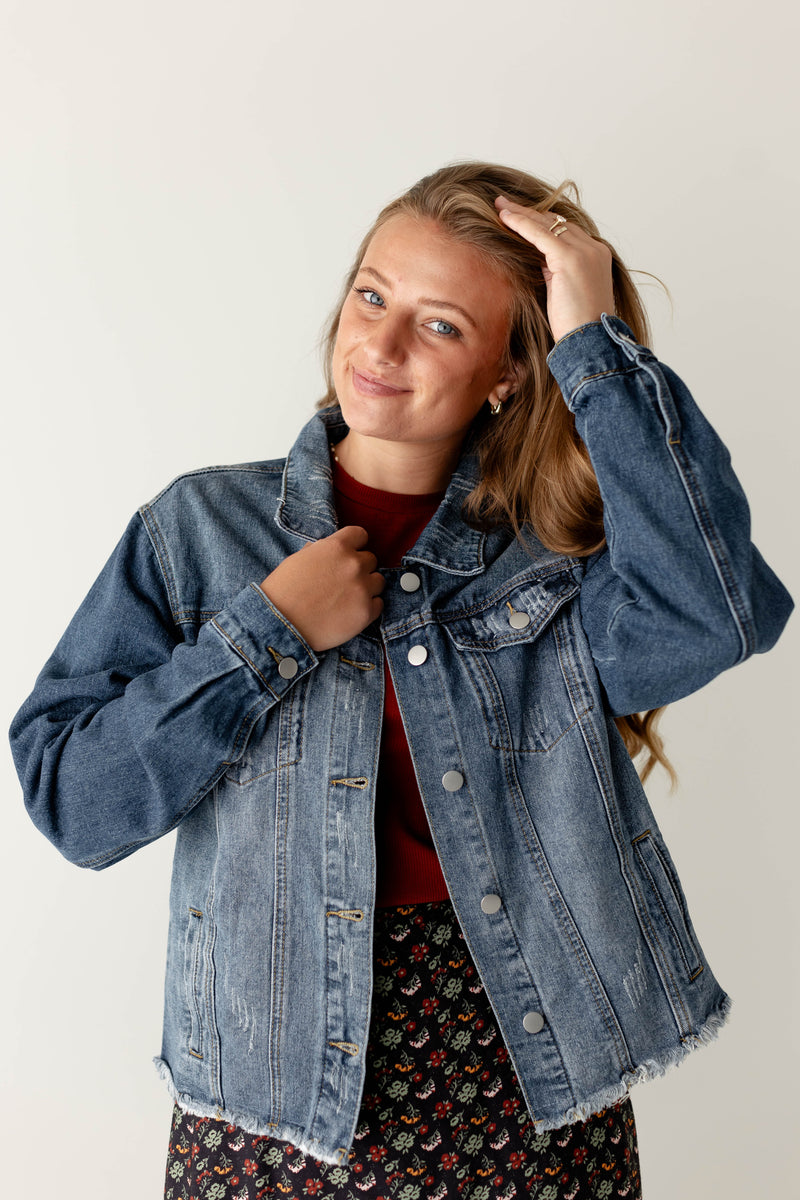 'Jael' Distressed Denim Jacket