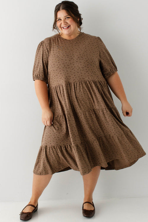 Maple Knit Floral Tiered Midi Dress