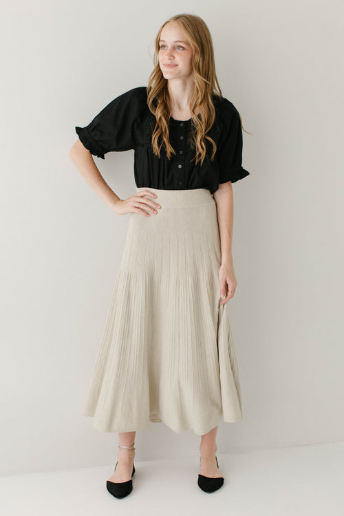 'Sheba' Textured A-Line Midi Sweater Skirt