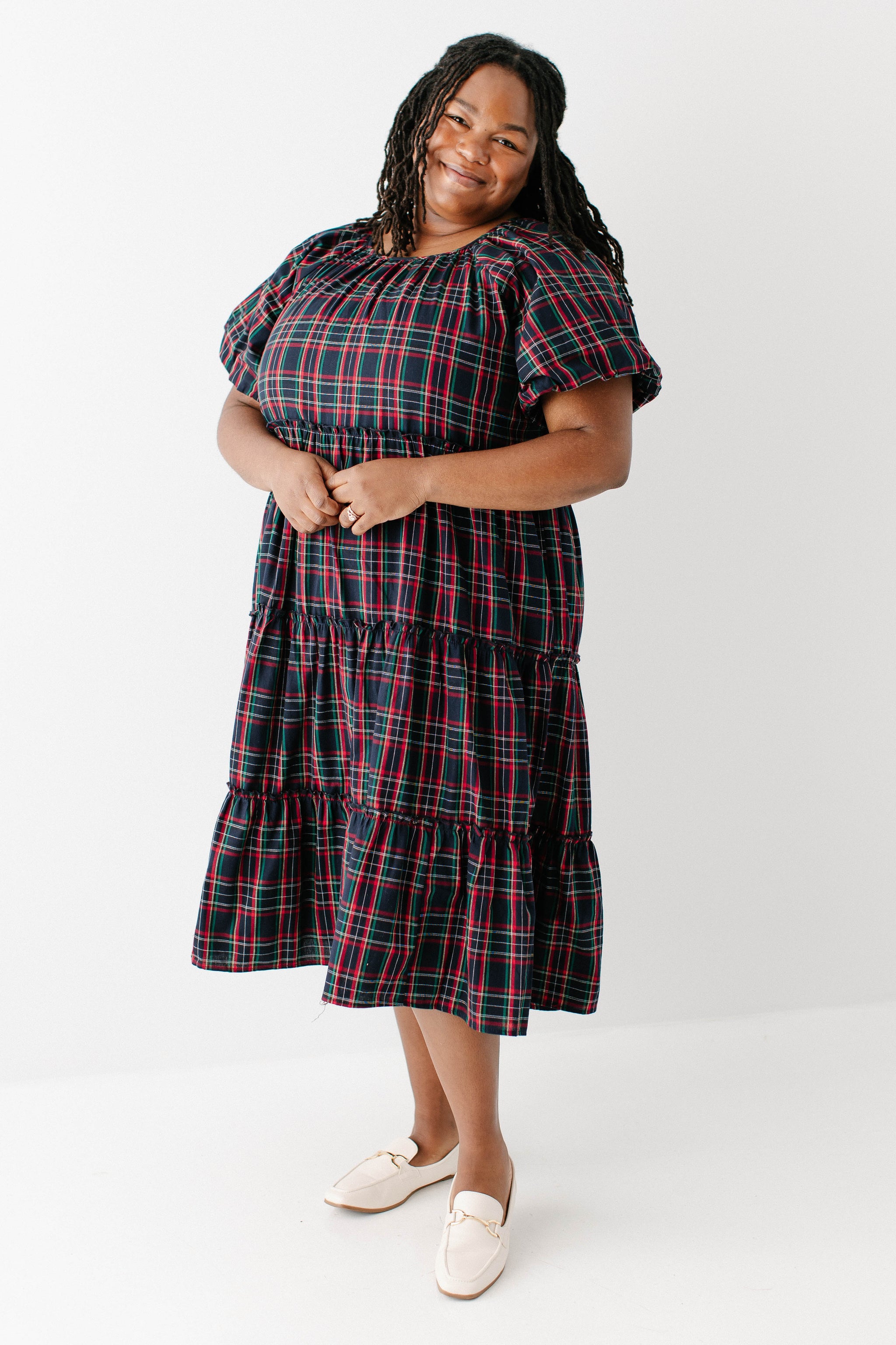 Josephine' Tartan Plaid Tiered Midi Dress – The Main Street Exchange