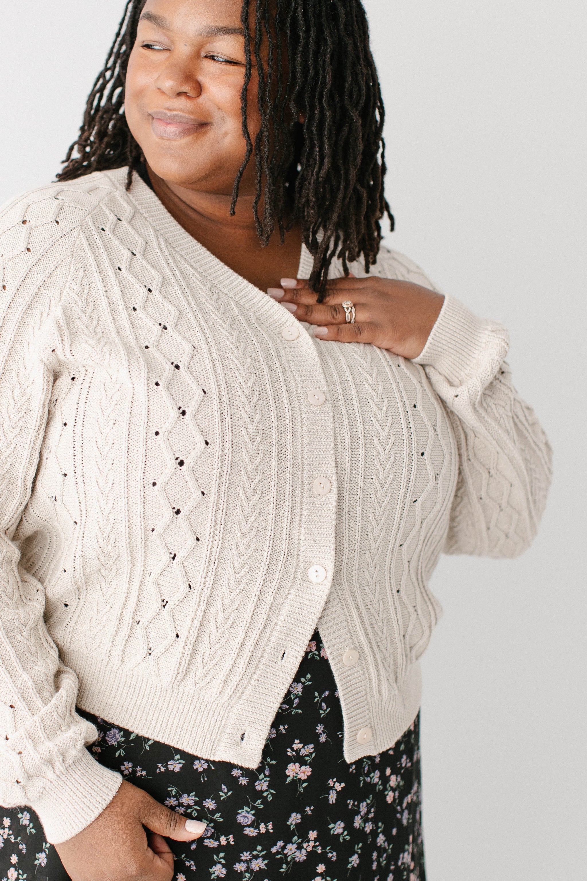 Penelope Cable Knit Cotton Cardigan FINAL SALE – The Main Street