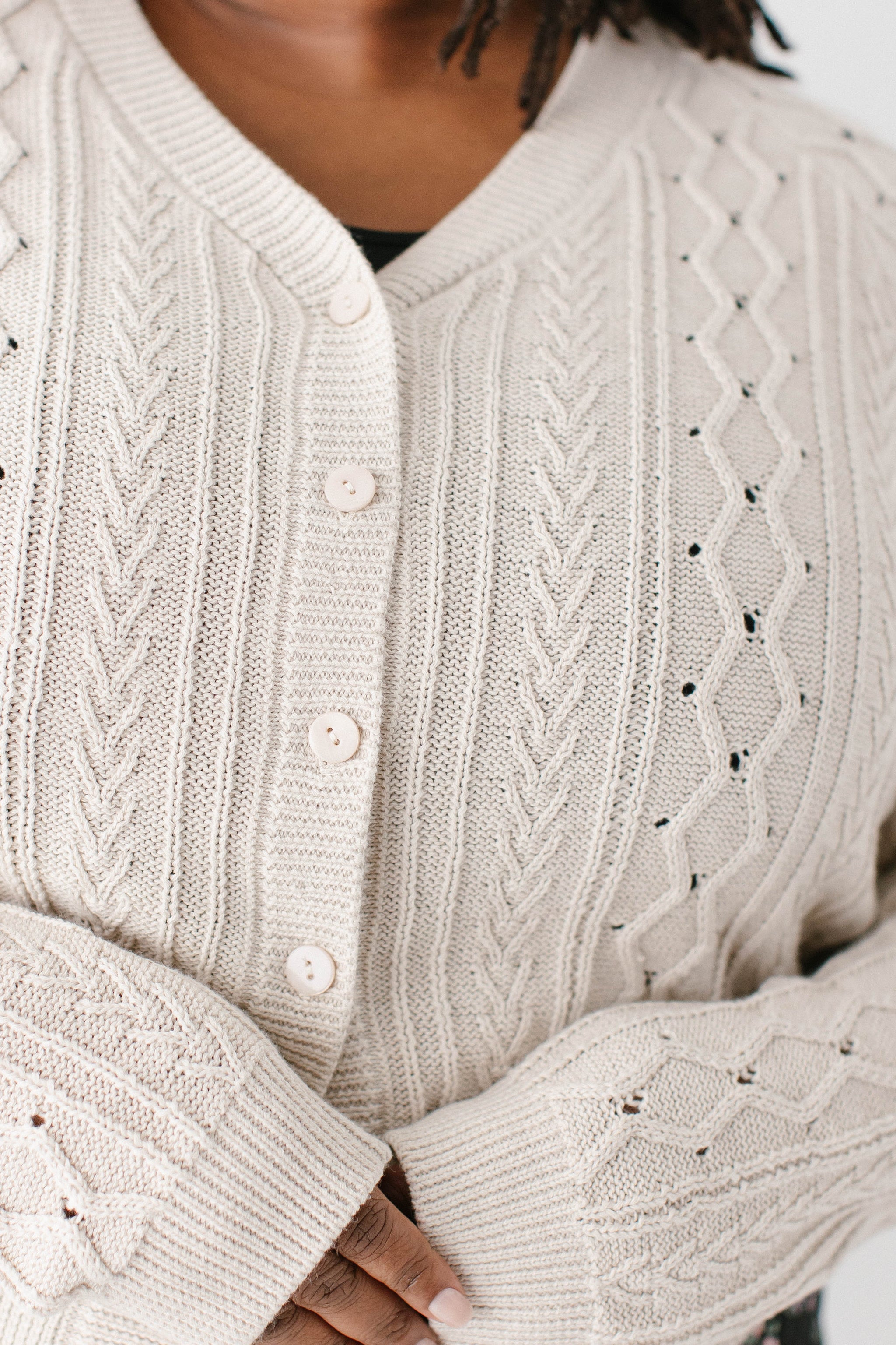 Penelope Cable Knit Cotton Cardigan FINAL SALE – The Main Street