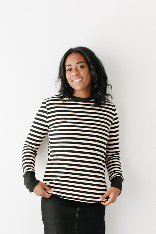 'Carrie' Black Stripe Soft Knit Top