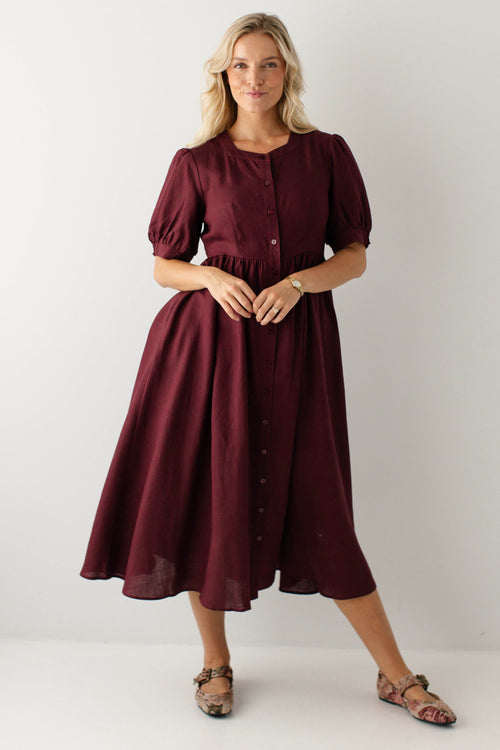 Nora Button Front A-Line Dress