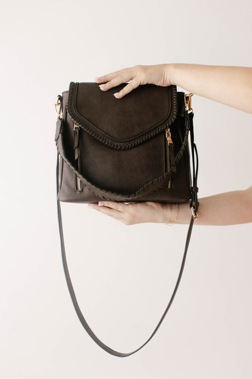 Whipstitch Vegan Leather Crossbody Bag