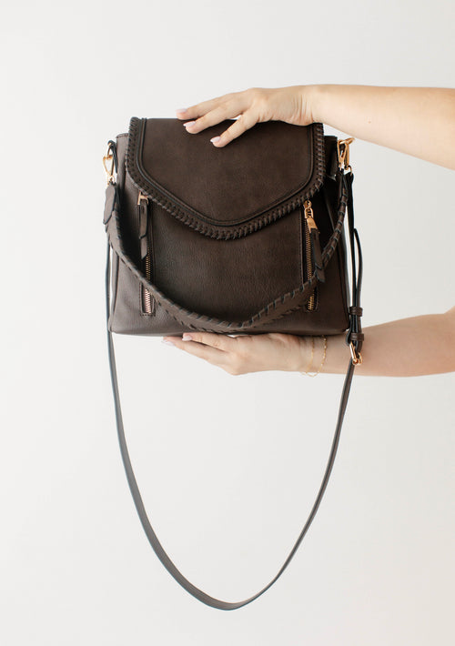 Whipstitch Vegan Leather Crossbody Bag