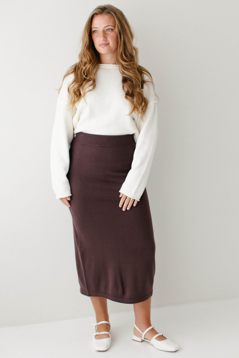 'Jana' Cotton Blend Midi Sweater Skirt