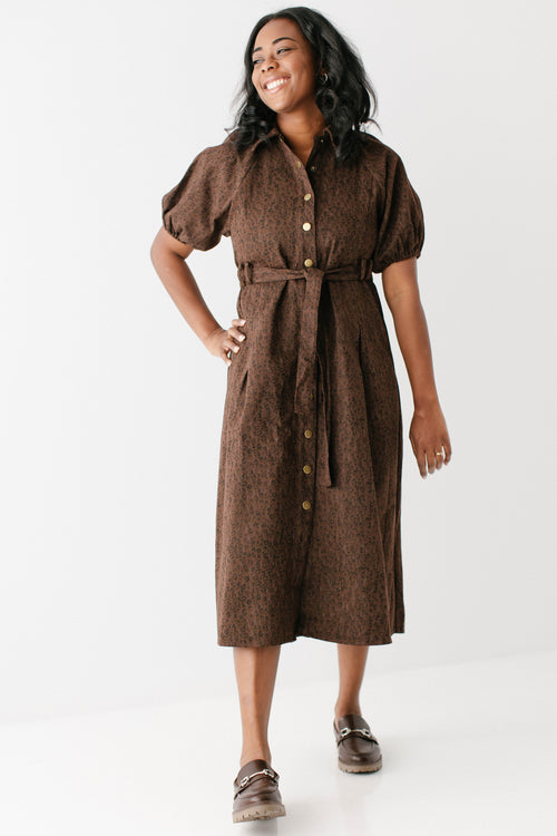 'Glory' Leopard Print Denim Midi Dress