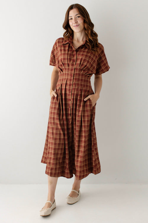 Willa Plaid A-Line Midi Dress