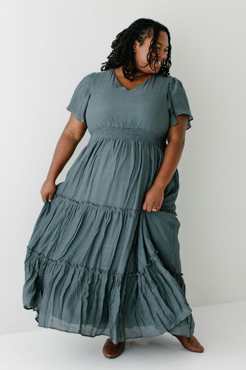 'Elizabeth' Textured Tiered Maxi Dress