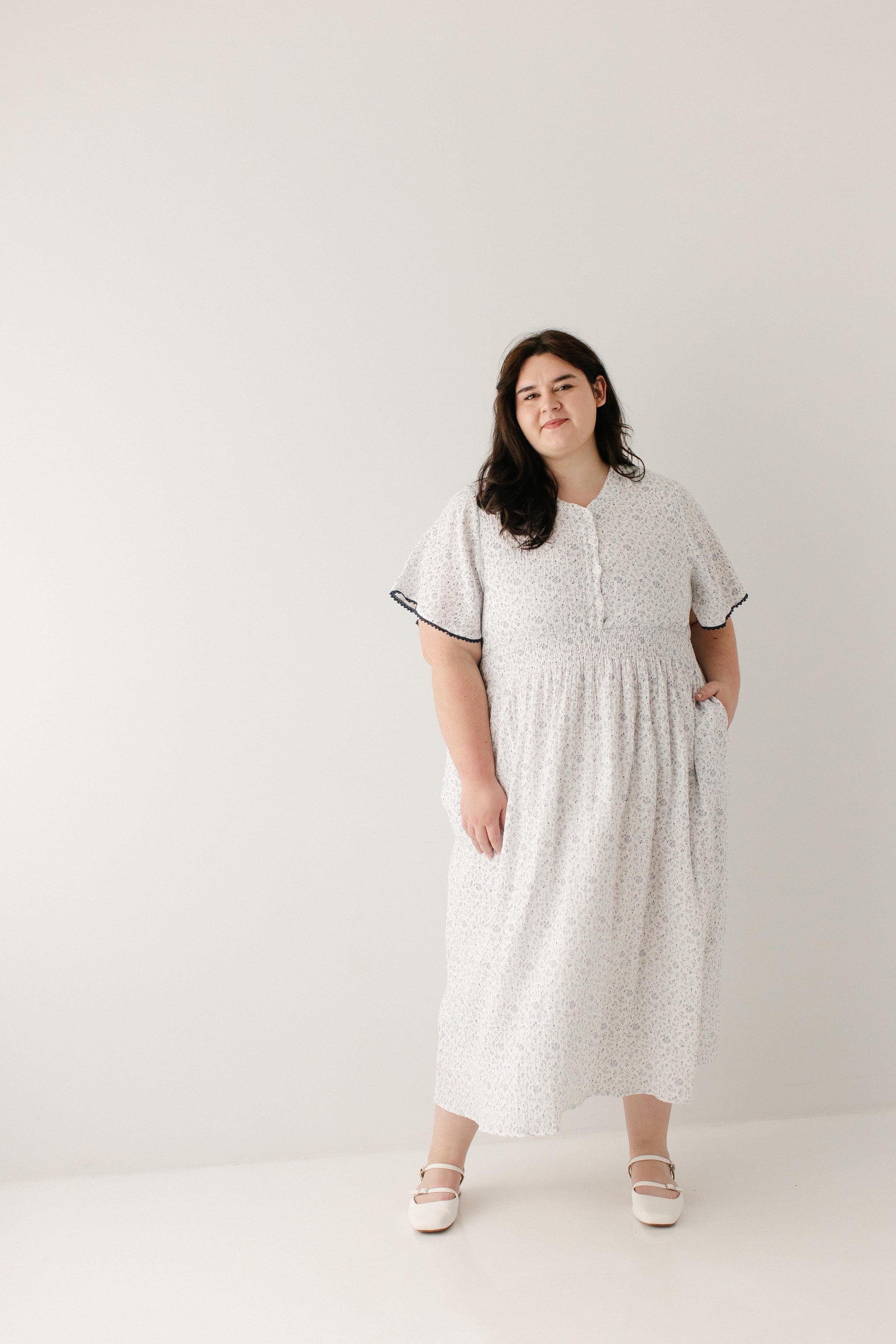 Hadassah Blue Floral Gauze Midi Dress – The Main Street Exchange