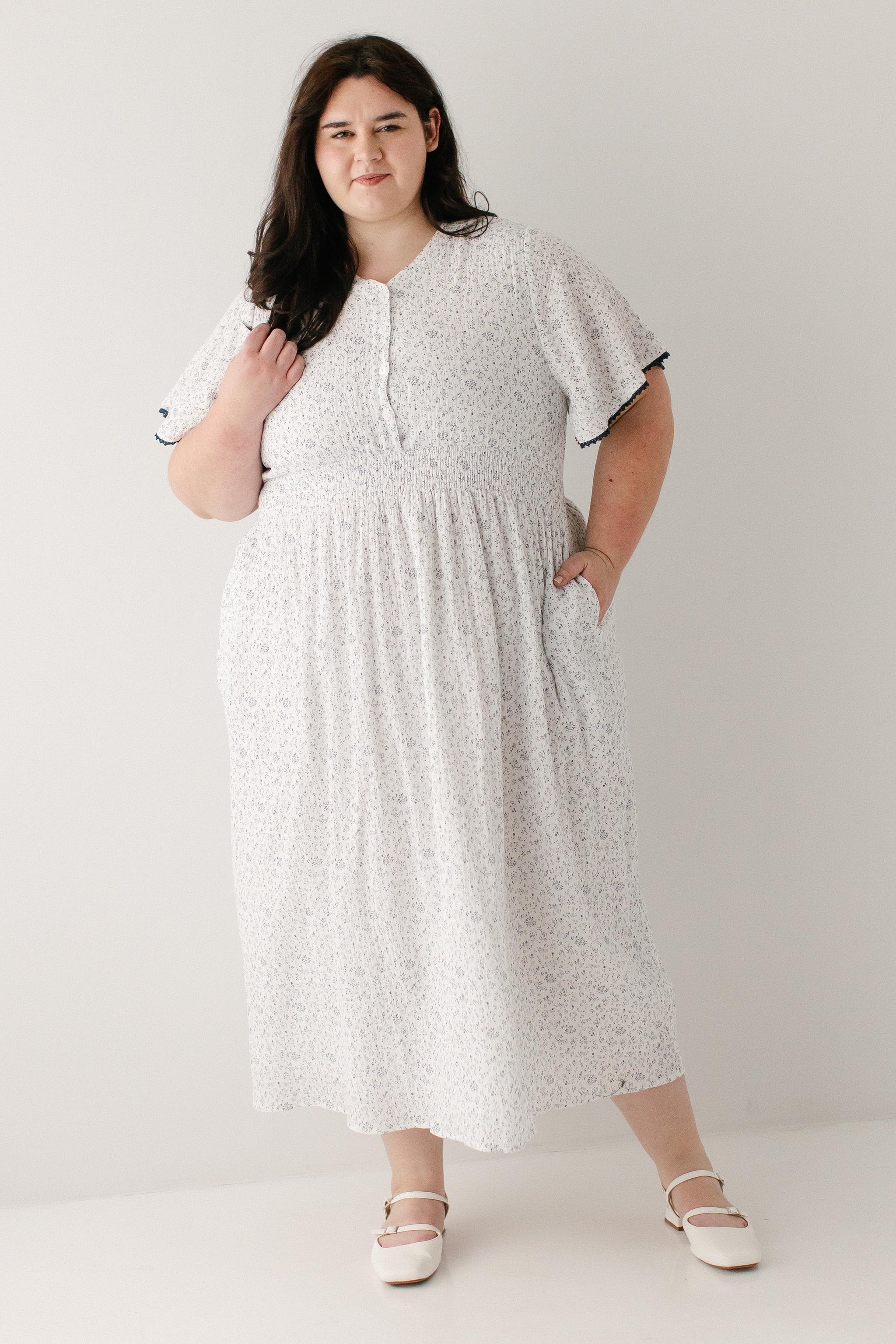 Hadassah Blue Floral Gauze Midi Dress – The Main Street Exchange