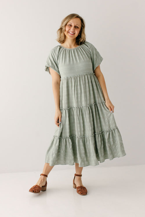 'Josephine' Textured Tiered Midi Dress