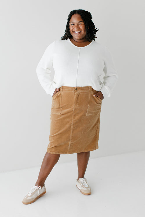 'Autumn' Corduroy Knee Length Skirt