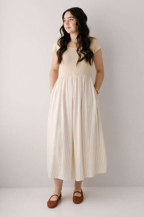 'Adelaide' Mixed Media Midi Dress