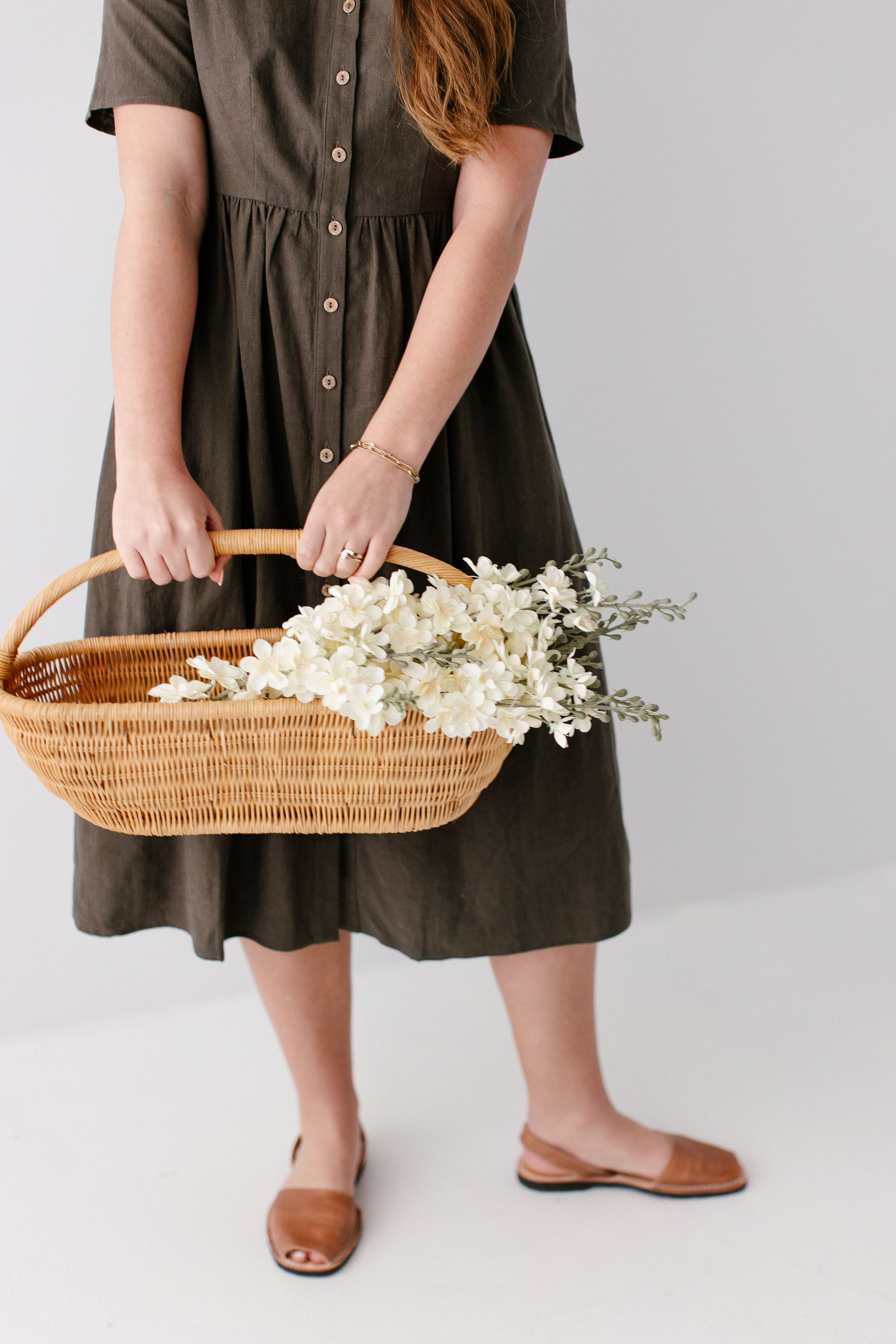 Adeline Button Down A-Line Midi Dress, Ivory / 1X Adeline Button Down A-Line Midi Dress, Ivory / 1X