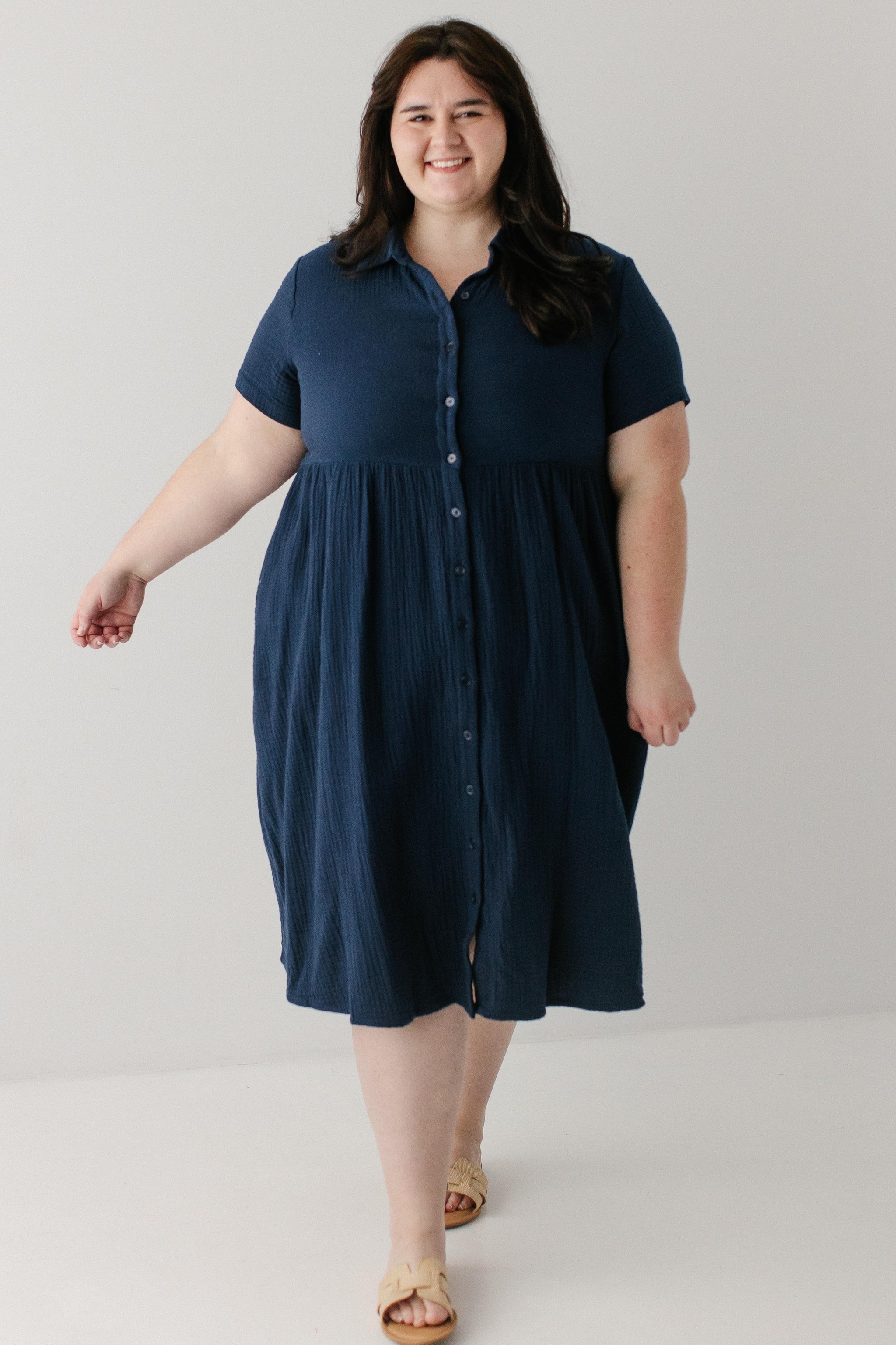 Lisa Cotton Gauze Shirtdress Dark Navy / M