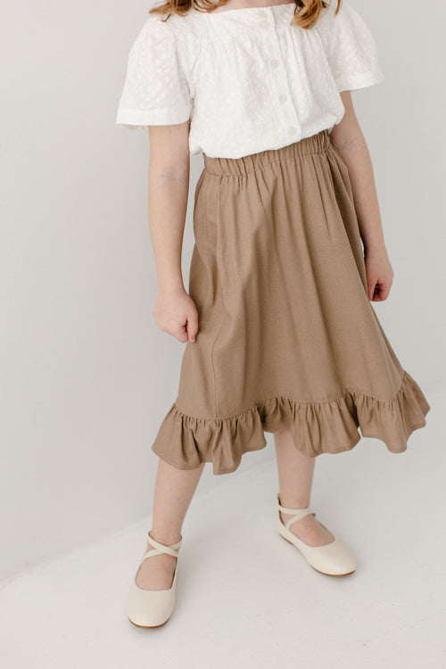 'Tessa' Girl Ruffle Hem Midi Skirt