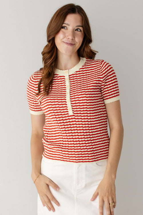 Gilbreth Striped Henley Sweater Top