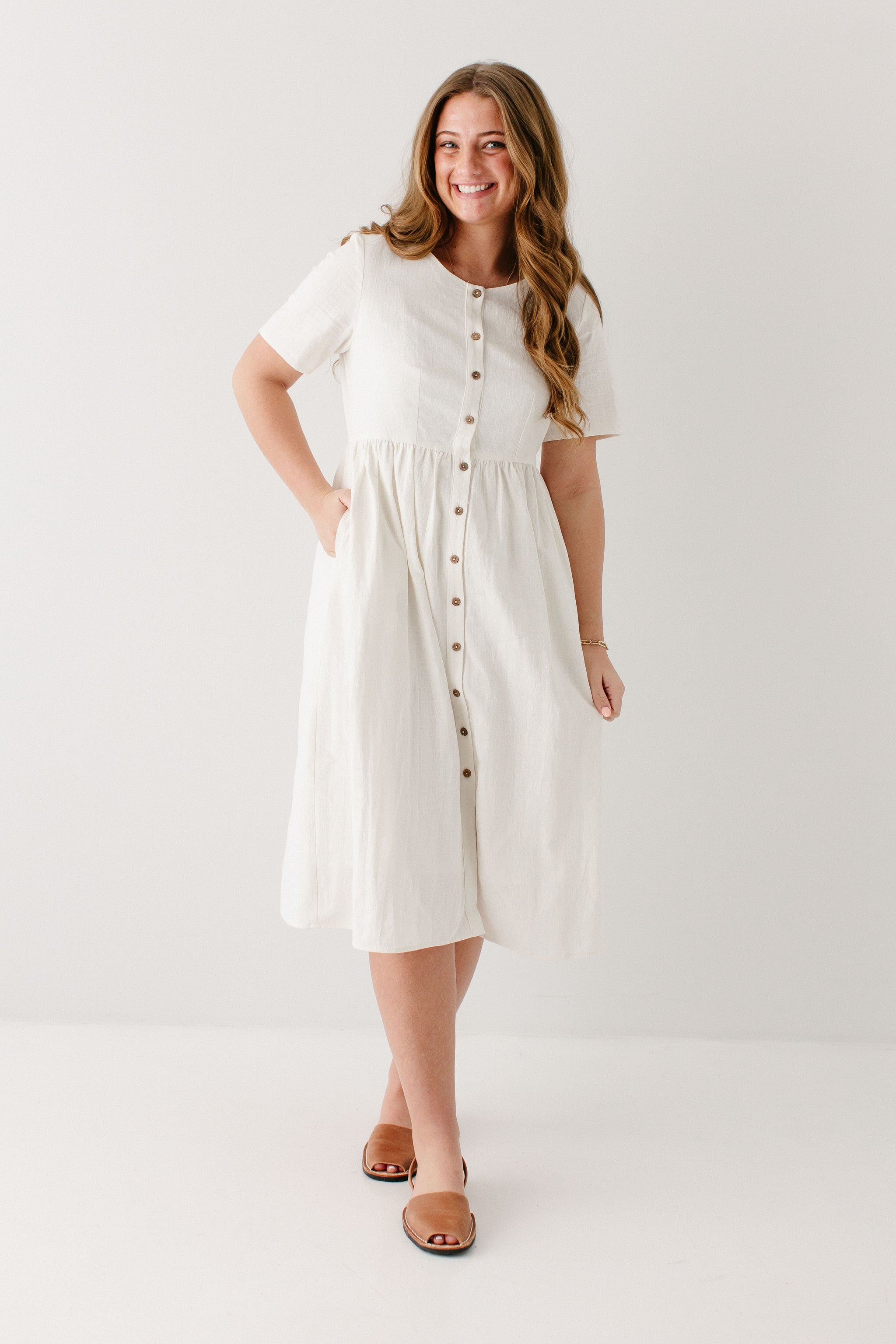 Adeline' Button Down A-Line Midi Dress – The Main Street Exchange